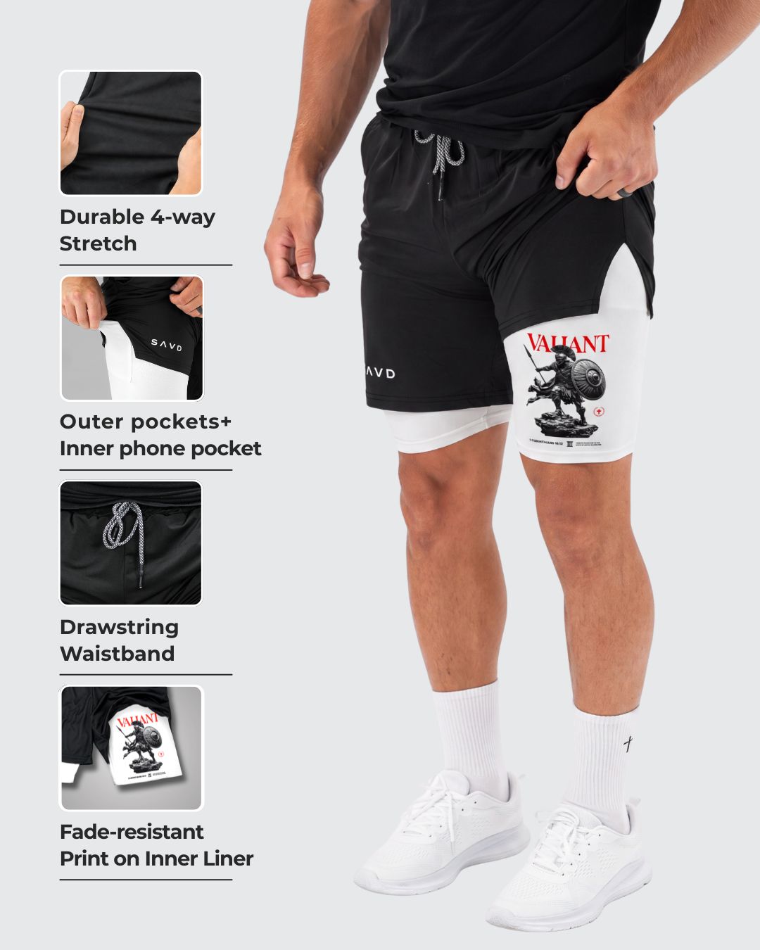 1 Corinthians 16:13 ’Valiant’ Men’s Performance Shorts