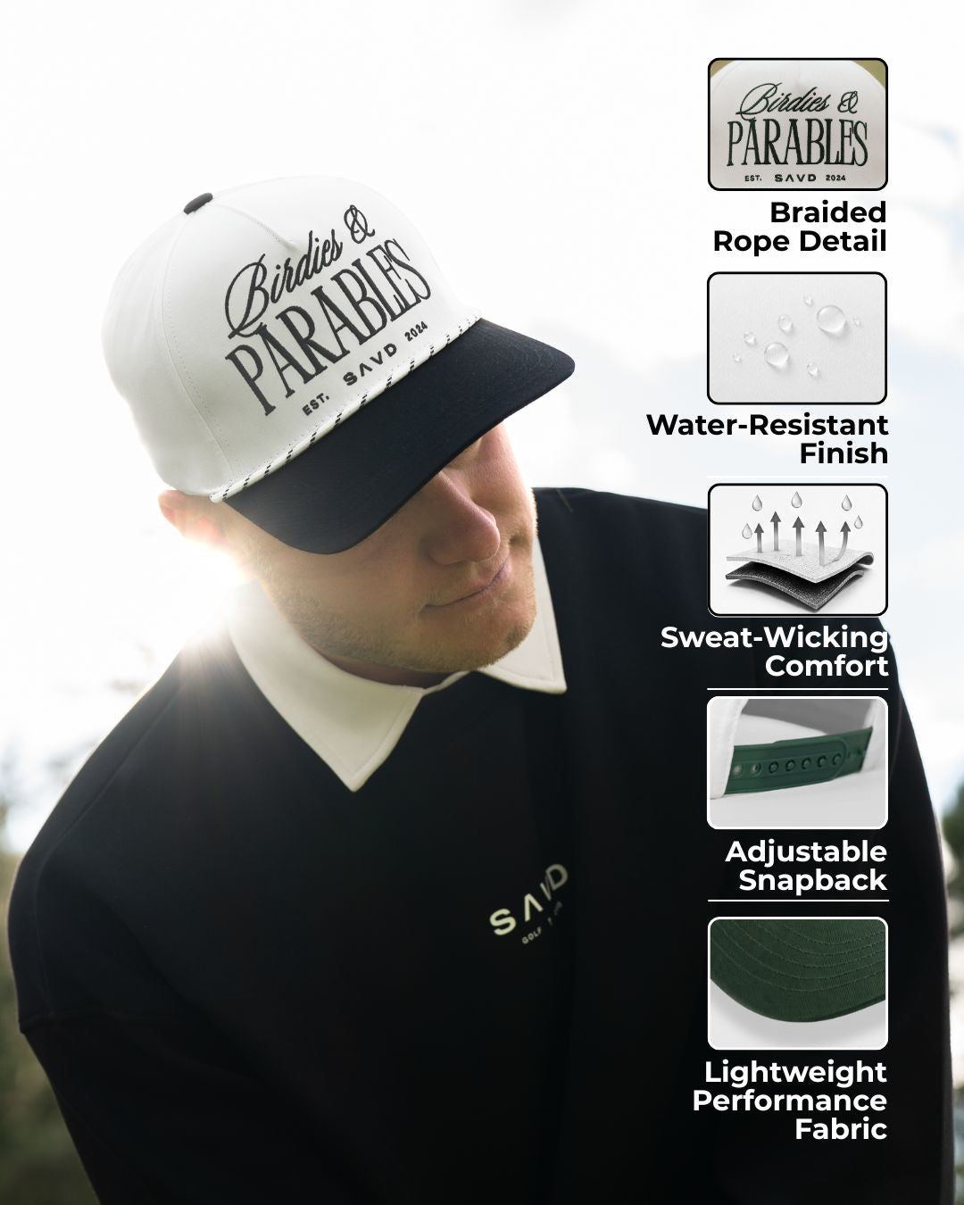 Birdies & Parables Golf Rope Hat - Black
