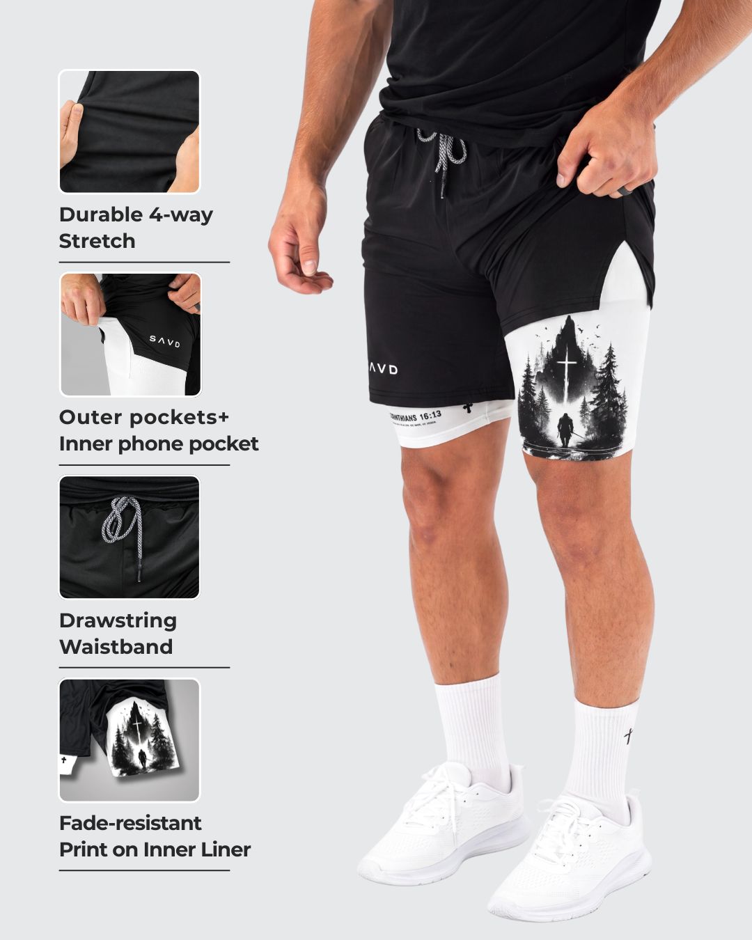 1 Corinthians 16:13 ’Path of Courage’ Men’s Performance Shorts