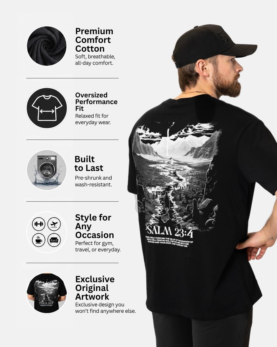 Psalm 23:4 Schaduw des Doods Oversized T-shirt