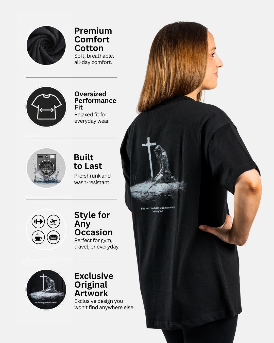 'Warrior's Prayer' oversized T-shirt voor dames
