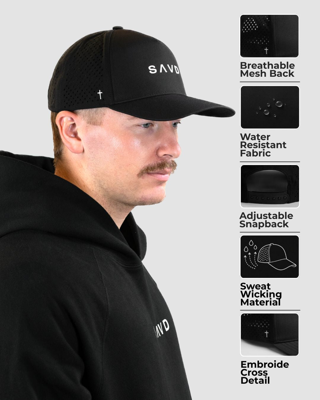 SAVD Perforated Snapback - Black