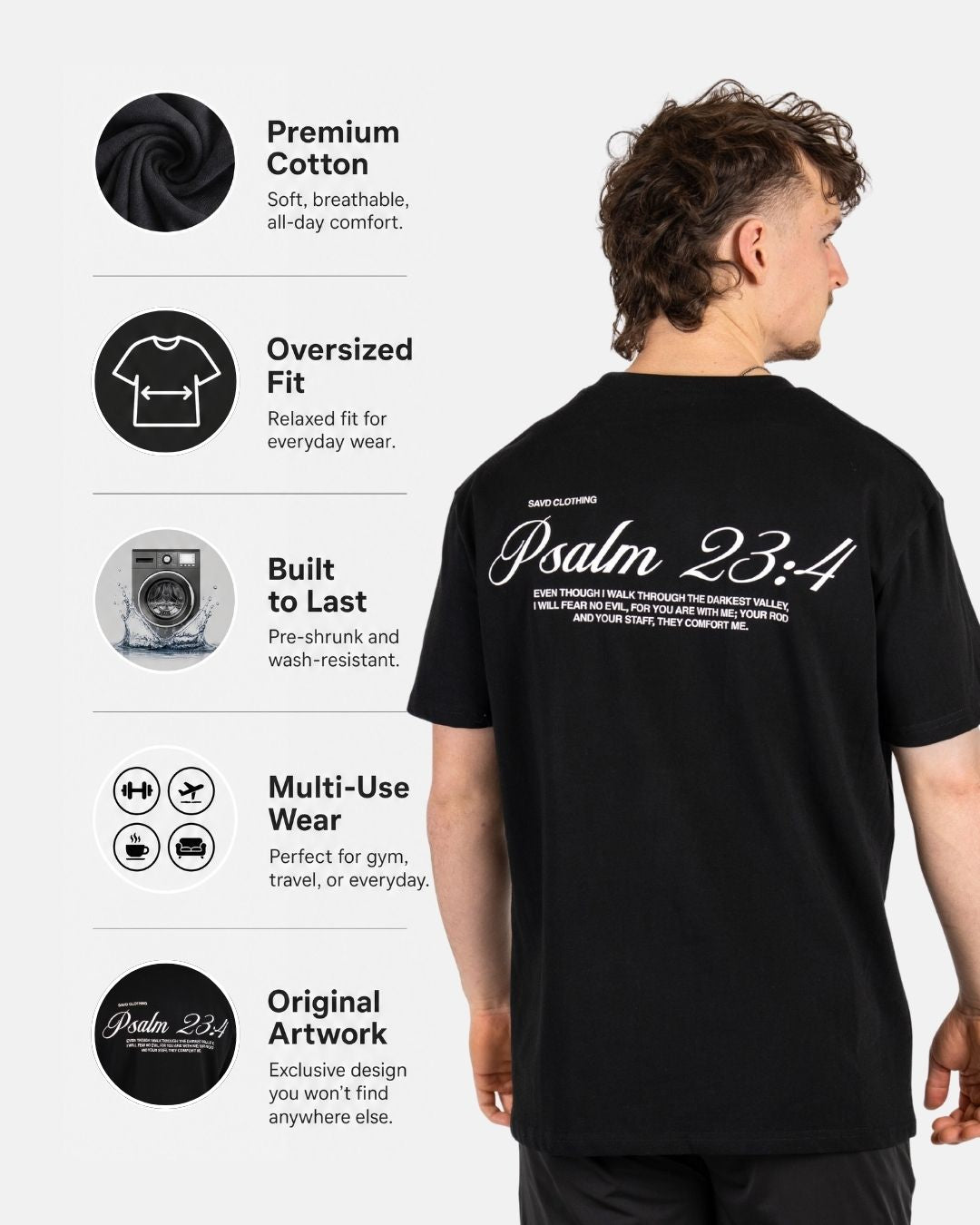 Psalm 23:4 ’Scripture’ Men’s Oversized T-Shirt