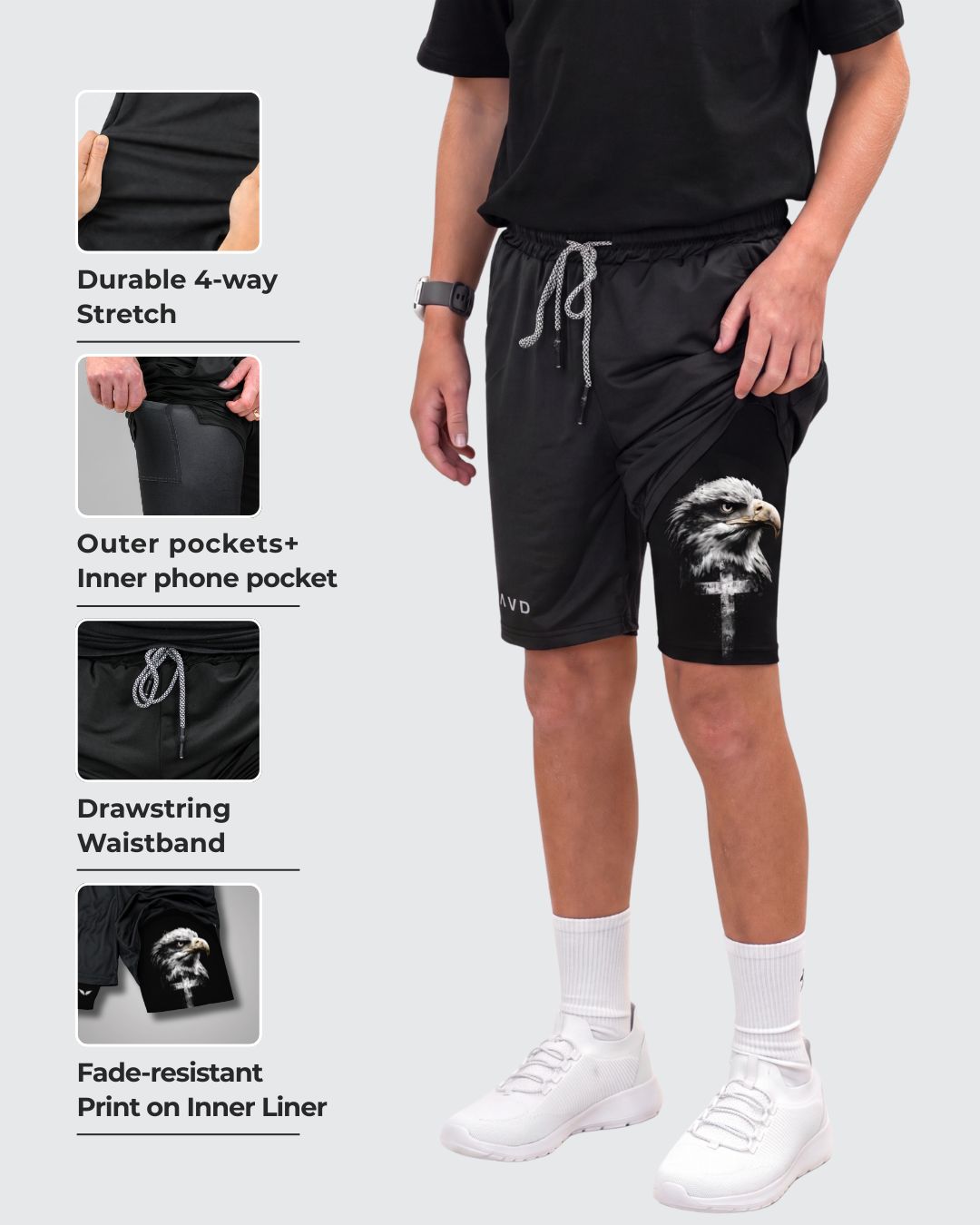 Isaiah 40:31 'Eagle Cross' Youth Performance shorts