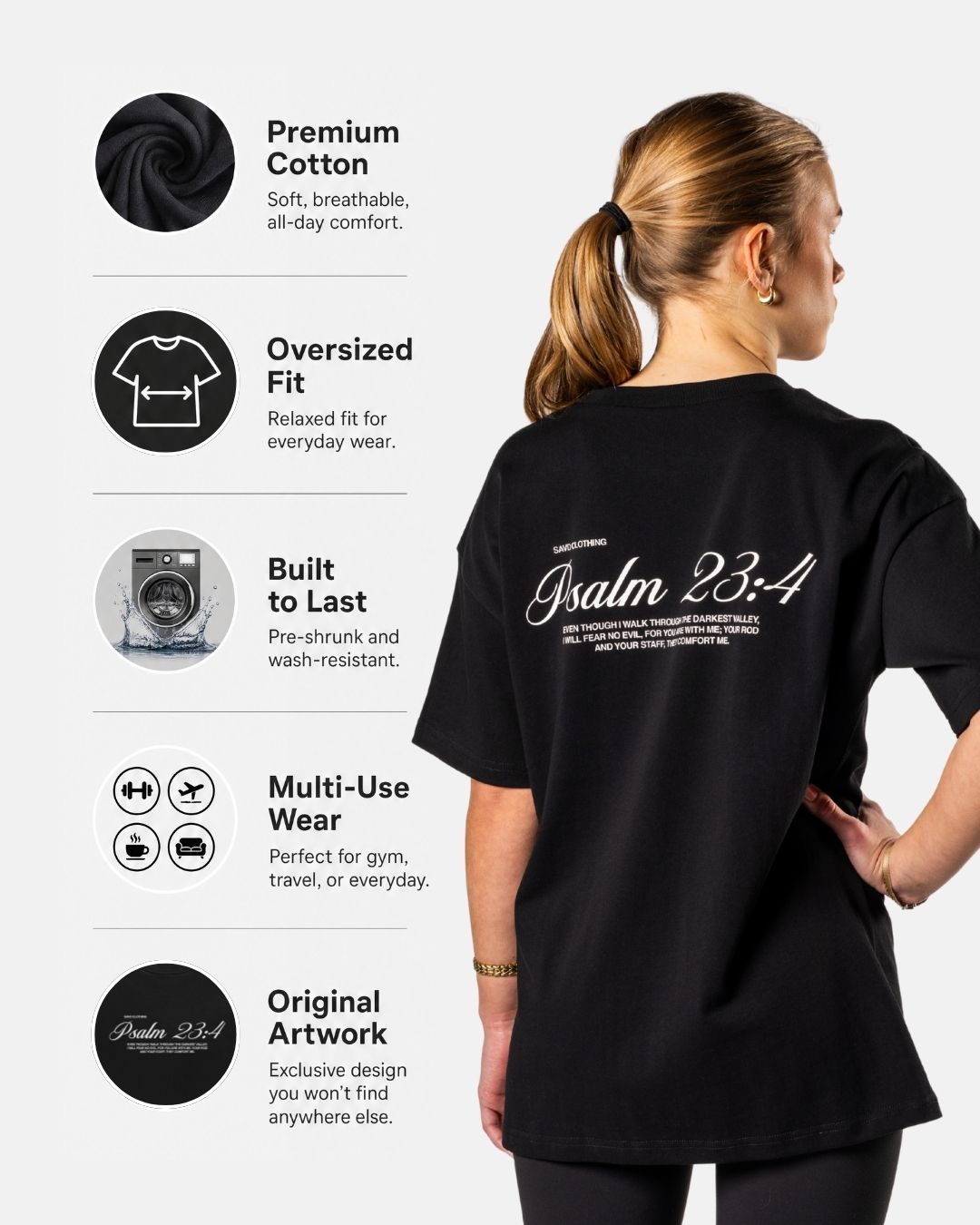 Psalm 23:4 ’Scripture’ Women’s Oversized T-Shirt
