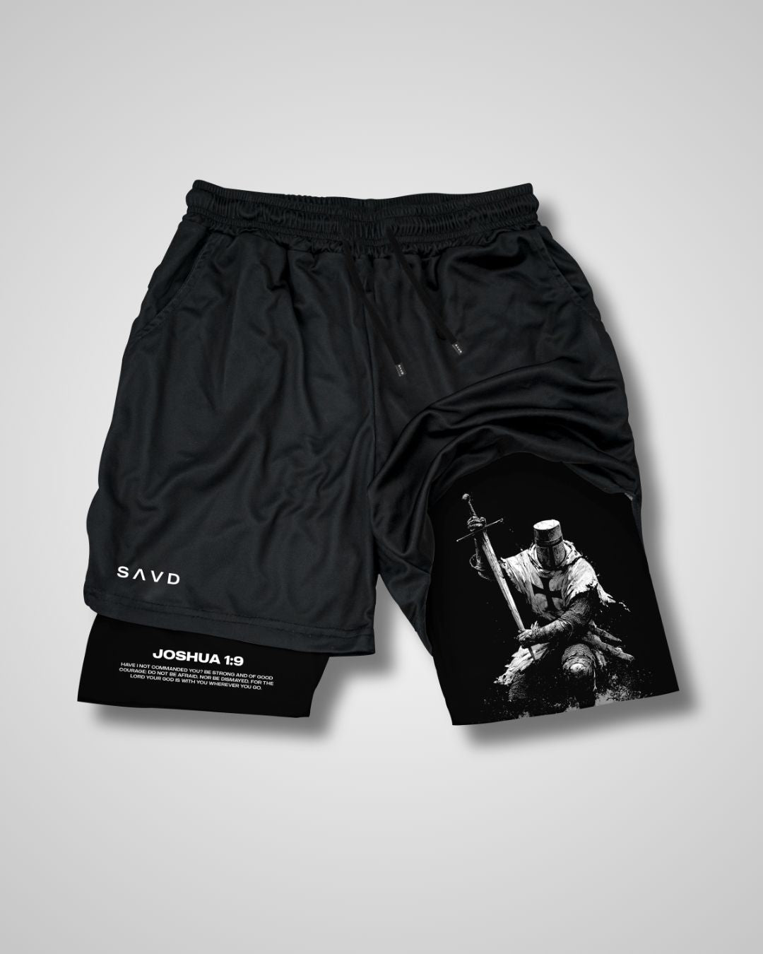 Joshua 1:9 ’Sword of Courage’ Men’s Performance Shorts