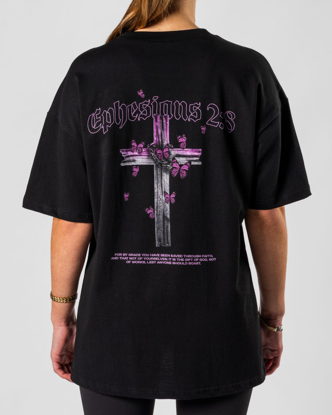 Ephesians 2:8 'Saved through Faith' Women’s Oversized T-Shirt