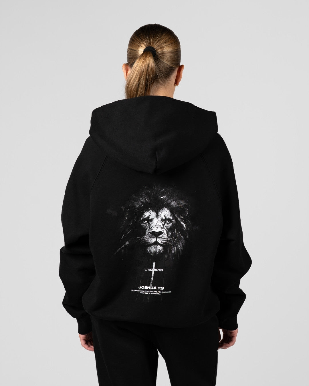 Joshua 1:9 'Lion' Oversized Box Logo Hoodie