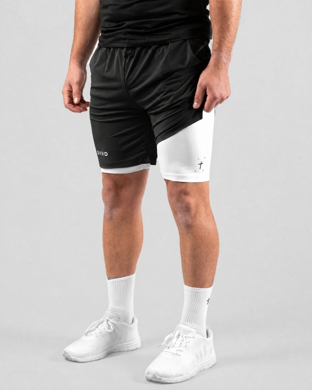 'Minimal Cross' Men's Performance Shorts – Black