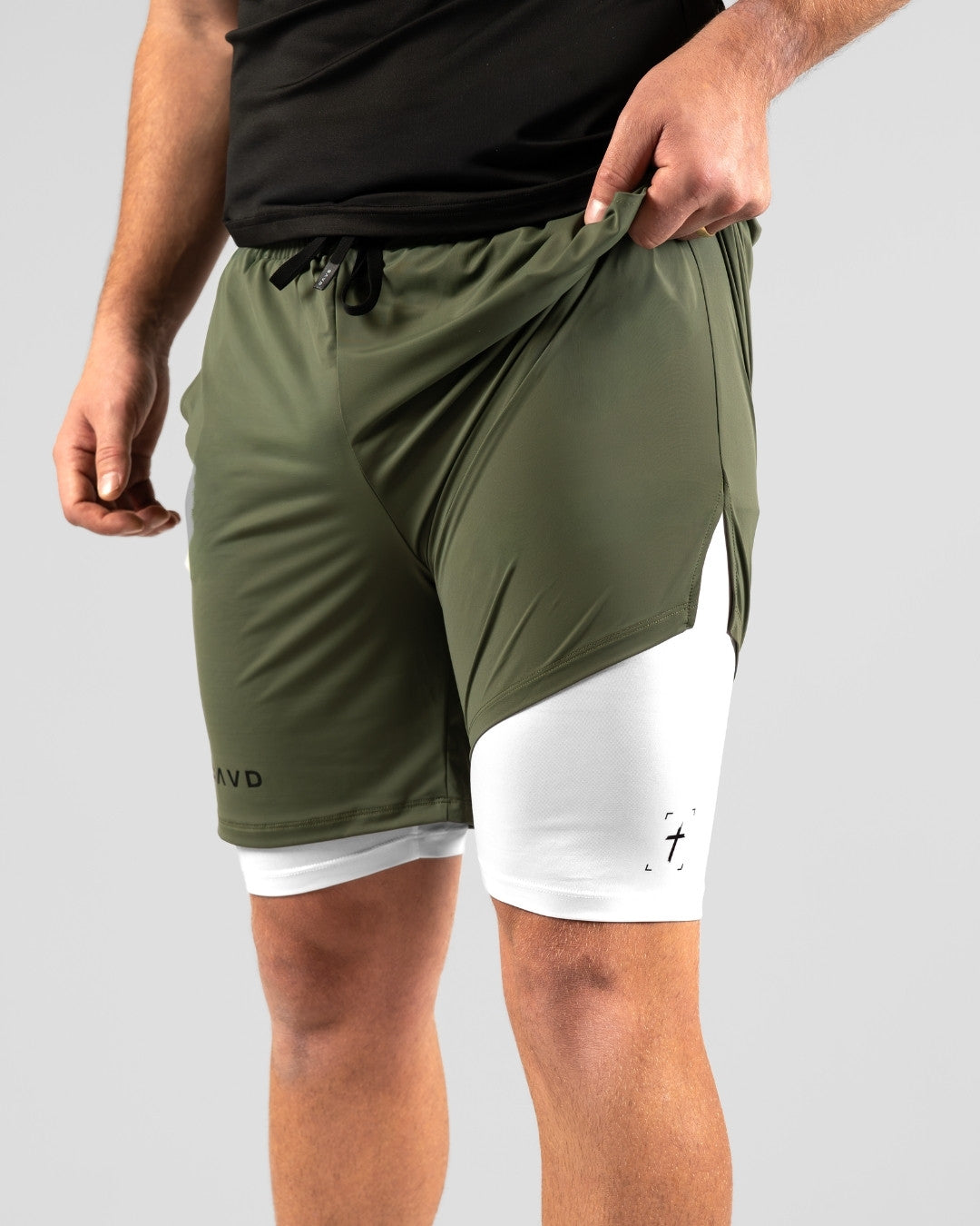 'Minimal Cross' Men's Performance Shorts – Khaki Green