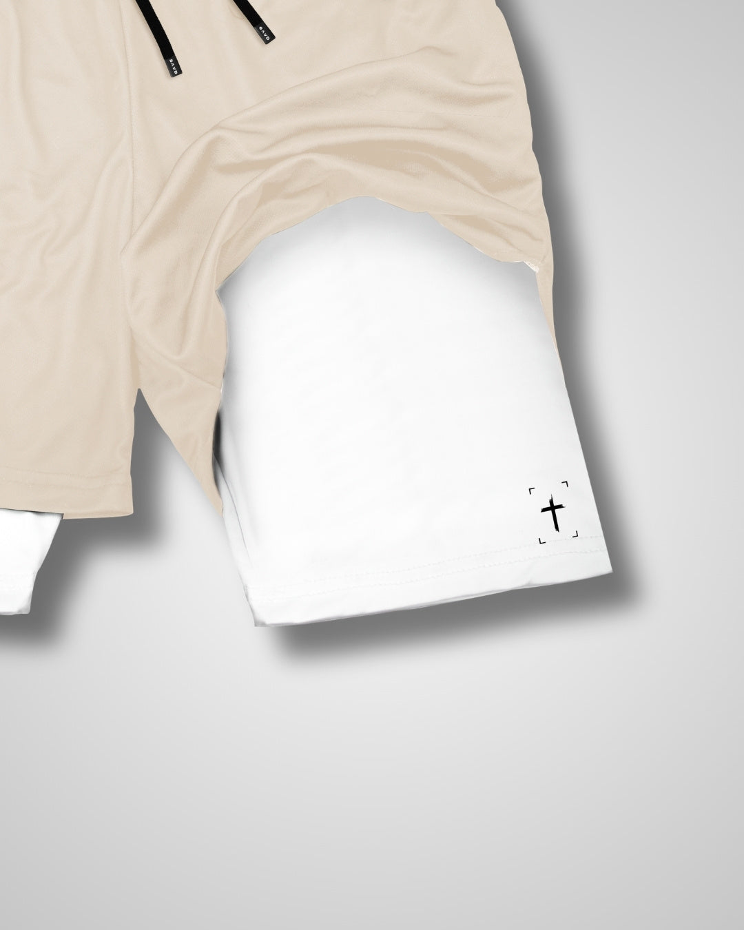 'Minimal Cross' Men's Performance Shorts – Taupe