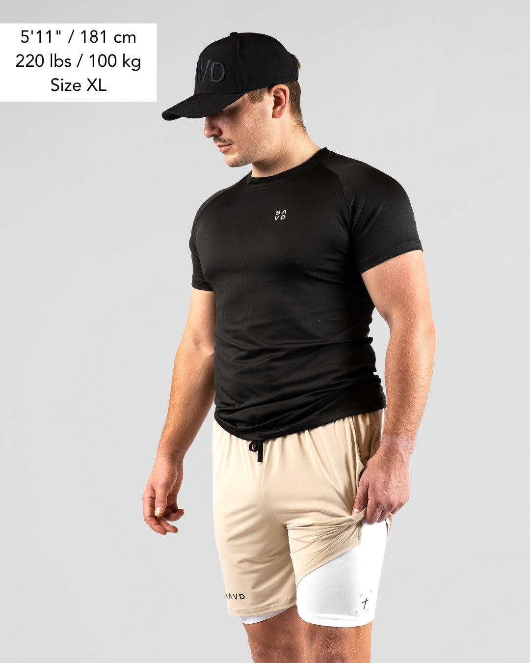 'Minimal Cross' Men's Performance Shorts – Taupe