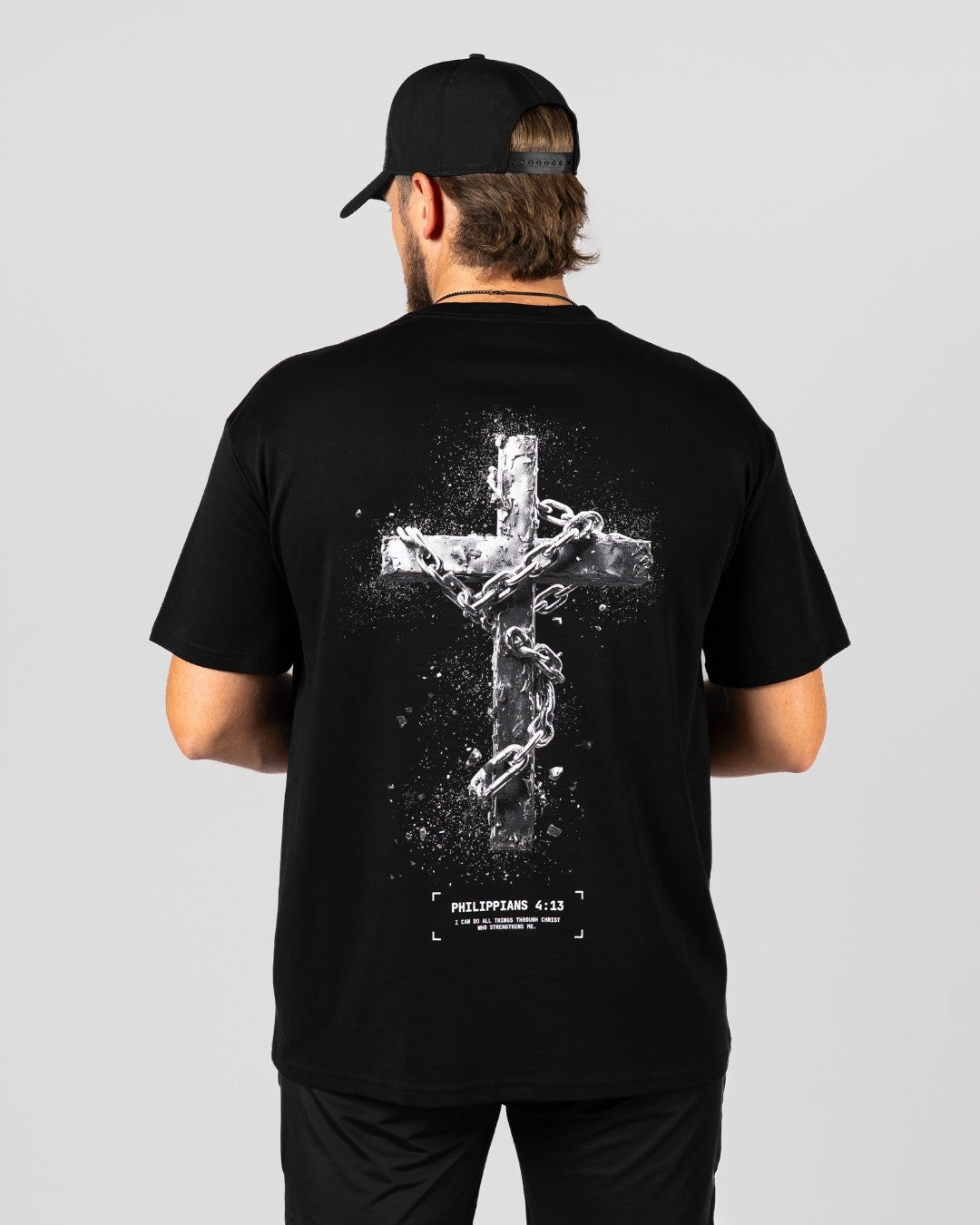 Philippians 4:13 'Chained Cross' Men's Oversized T-Shirt