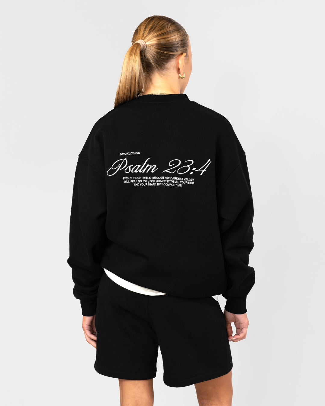 Psalm 23:4 Oversized Crewneck - Black