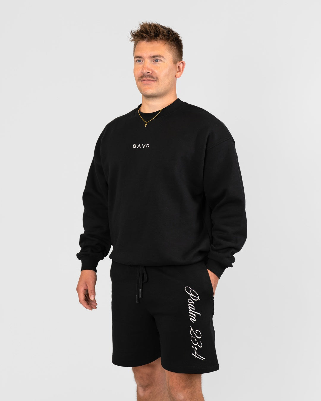 Psalm 23:4 Oversized Crewneck - Black