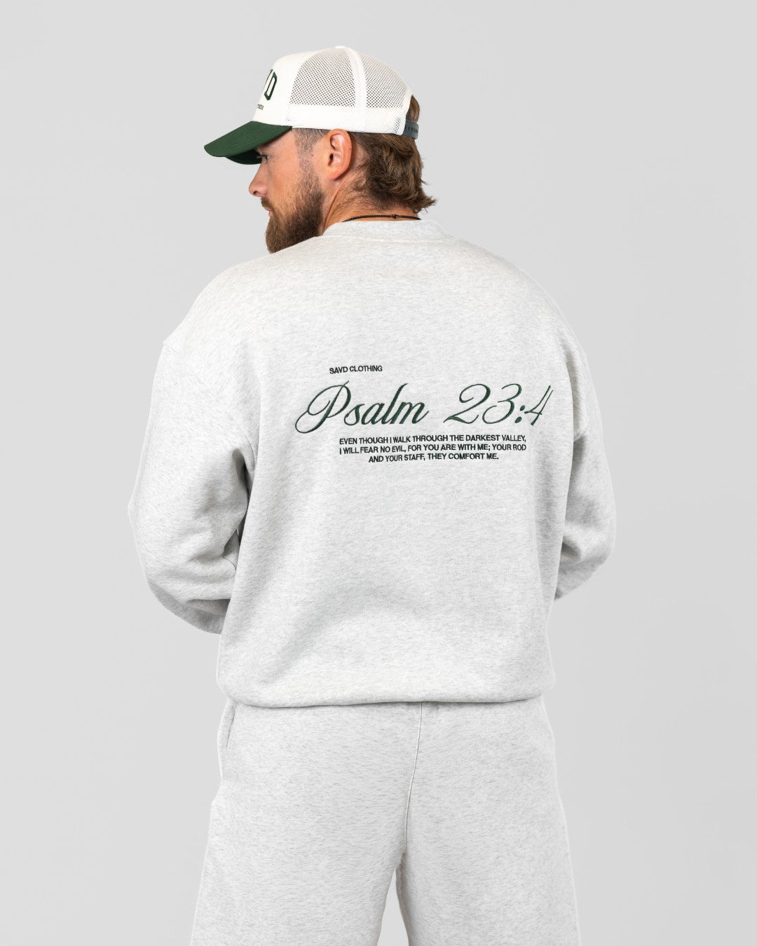 Psalm 23:4 Oversized Crewneck - Grey
