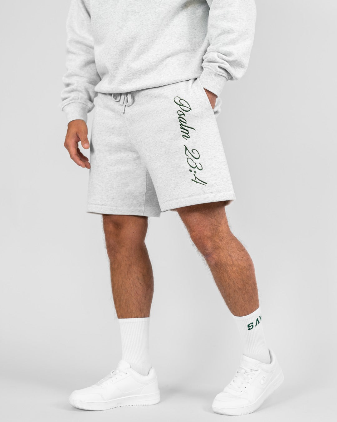 Psalm 23:4 Sweat Shorts - Grey
