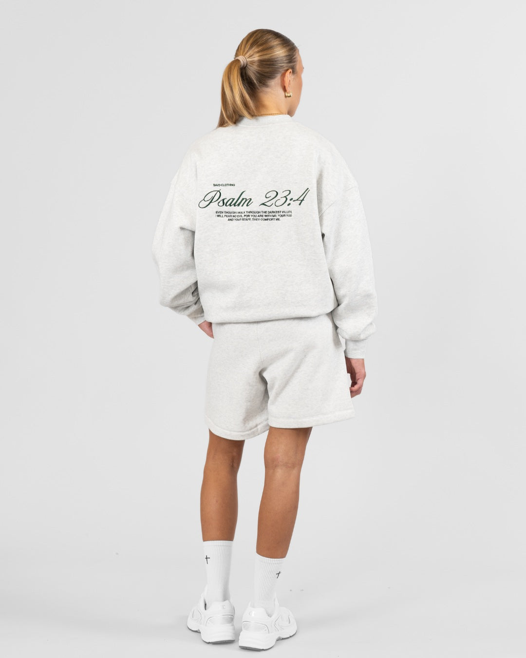 Psalm 23:4 Oversized Crewneck - Grey