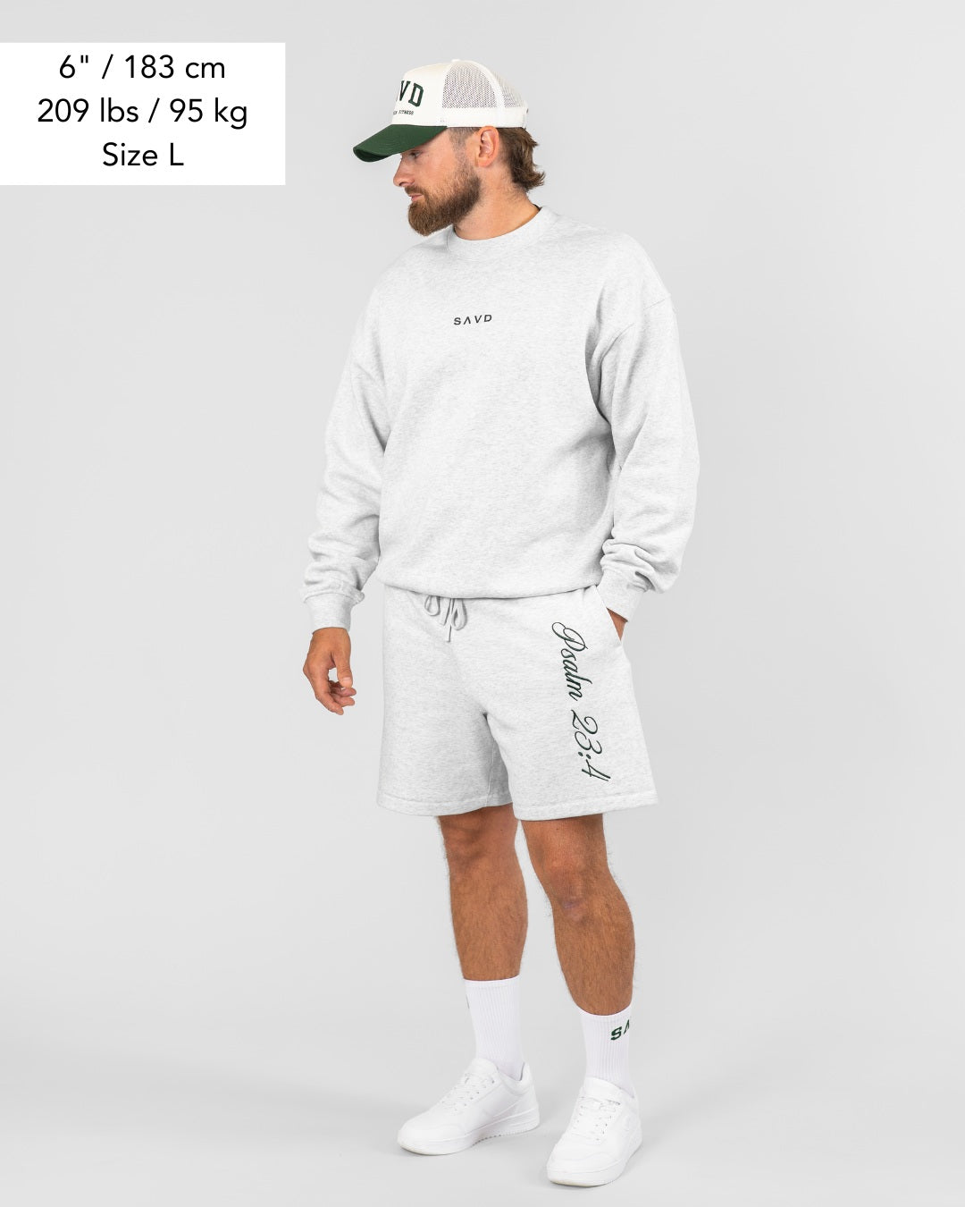 Psalm 23:4 Oversized Crewneck - Grey