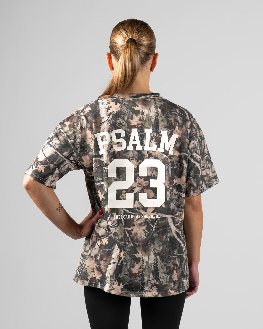 Psalm 23 Women's Oversized Camo T-shirt - Oakwood