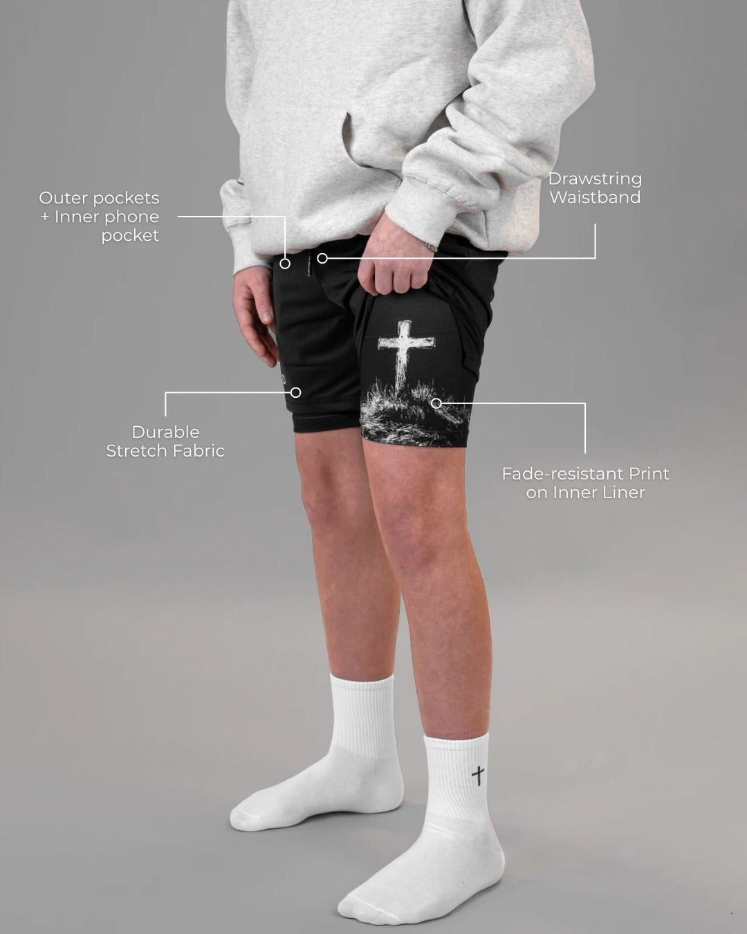 Psalm 56:3 'Cross' Youth Performance Shorts