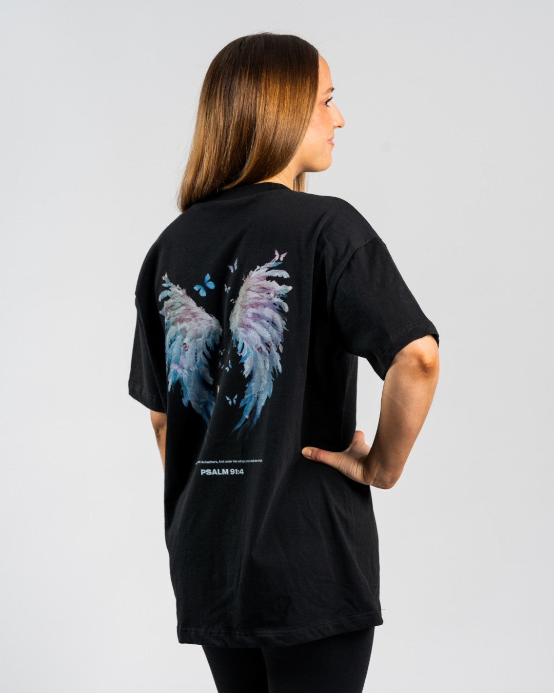 Psalm 91:4 „Unter seinen Flügeln“ – Oversized-T-Shirt für Damen