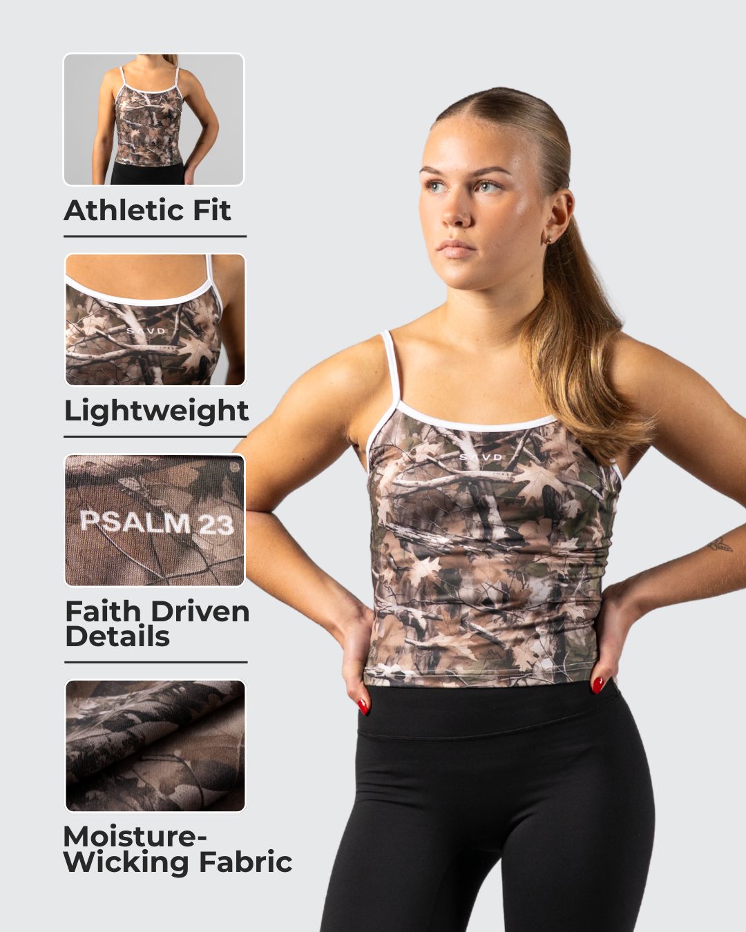 Psalm 23 Women's Camo Training Top - Oakwood