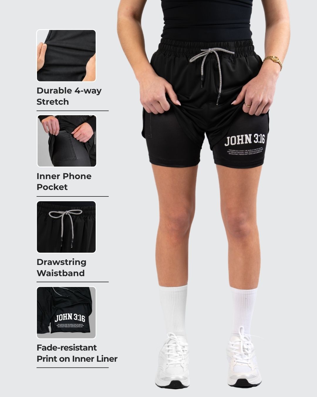 John 3:16 ’College Scripture’ Women’s Performance Shorts