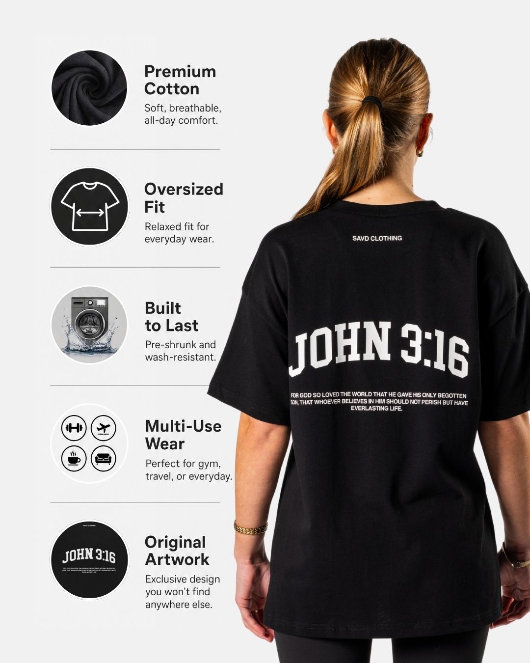 John 3:16 ’College Scripture’ Women’s Oversized T-Shirt