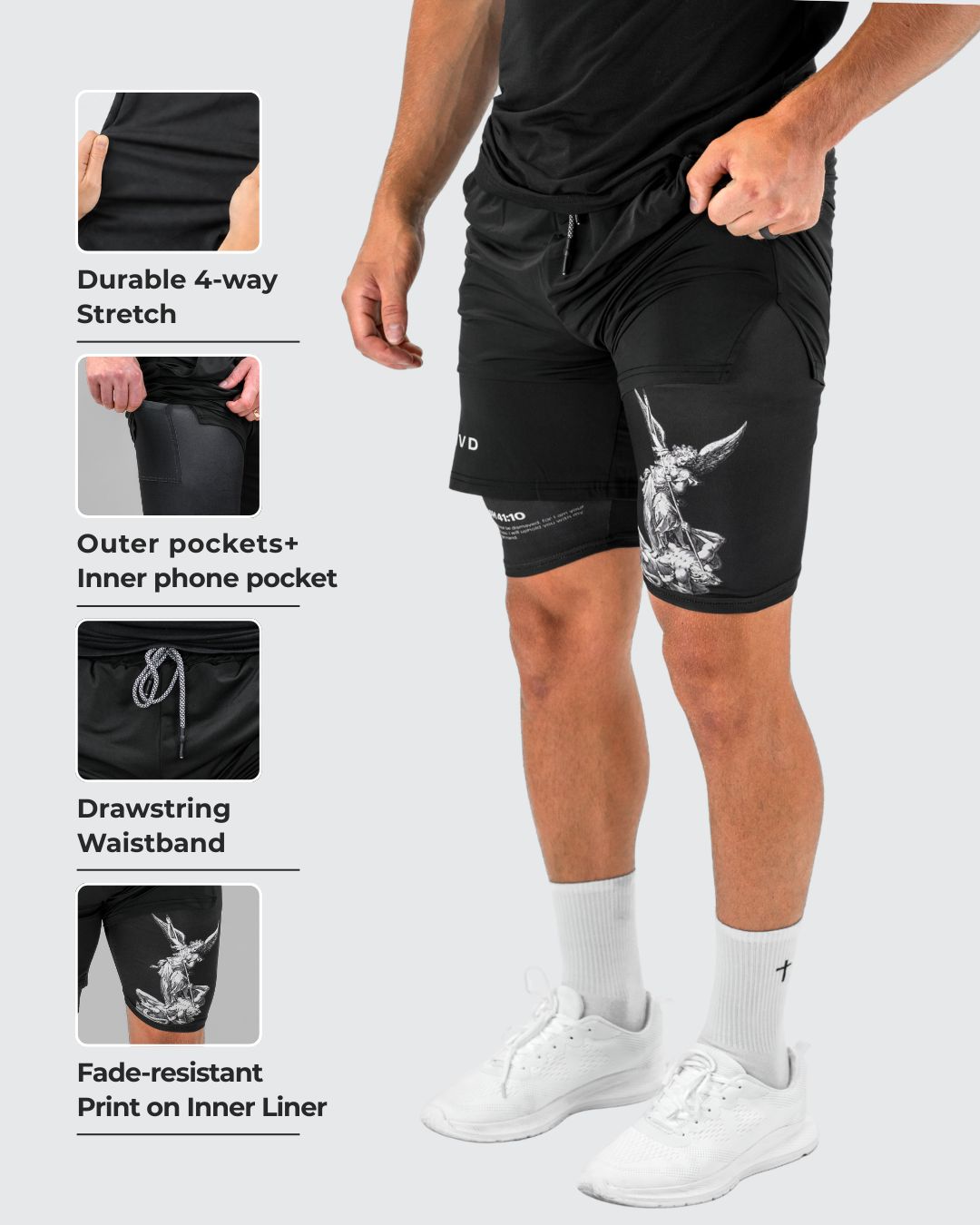Isaiah 41:10 Angel & Devil Performance Shorts