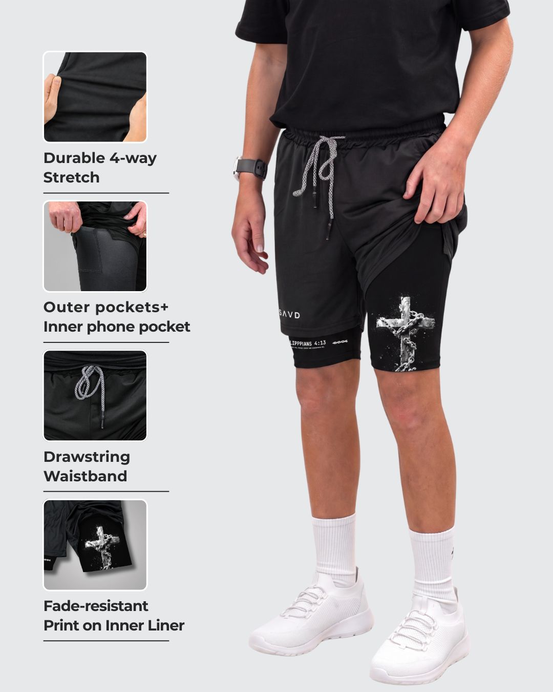 Philippians 4:13 'Chained Cross' Youth Performance Shorts
