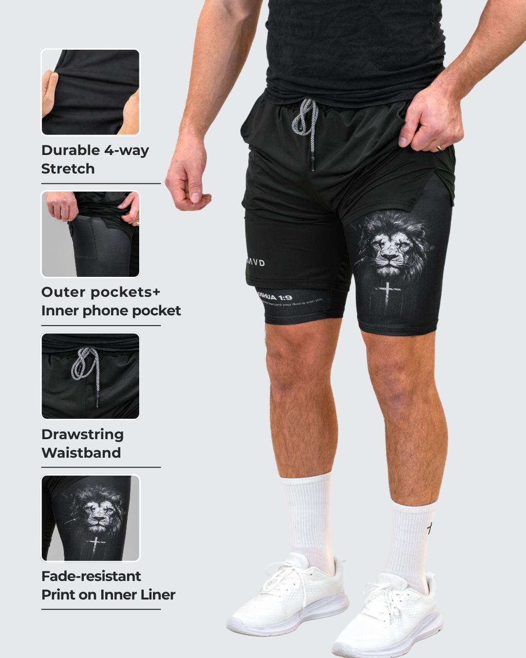 Joshua 1:9 Lion Performance Shorts