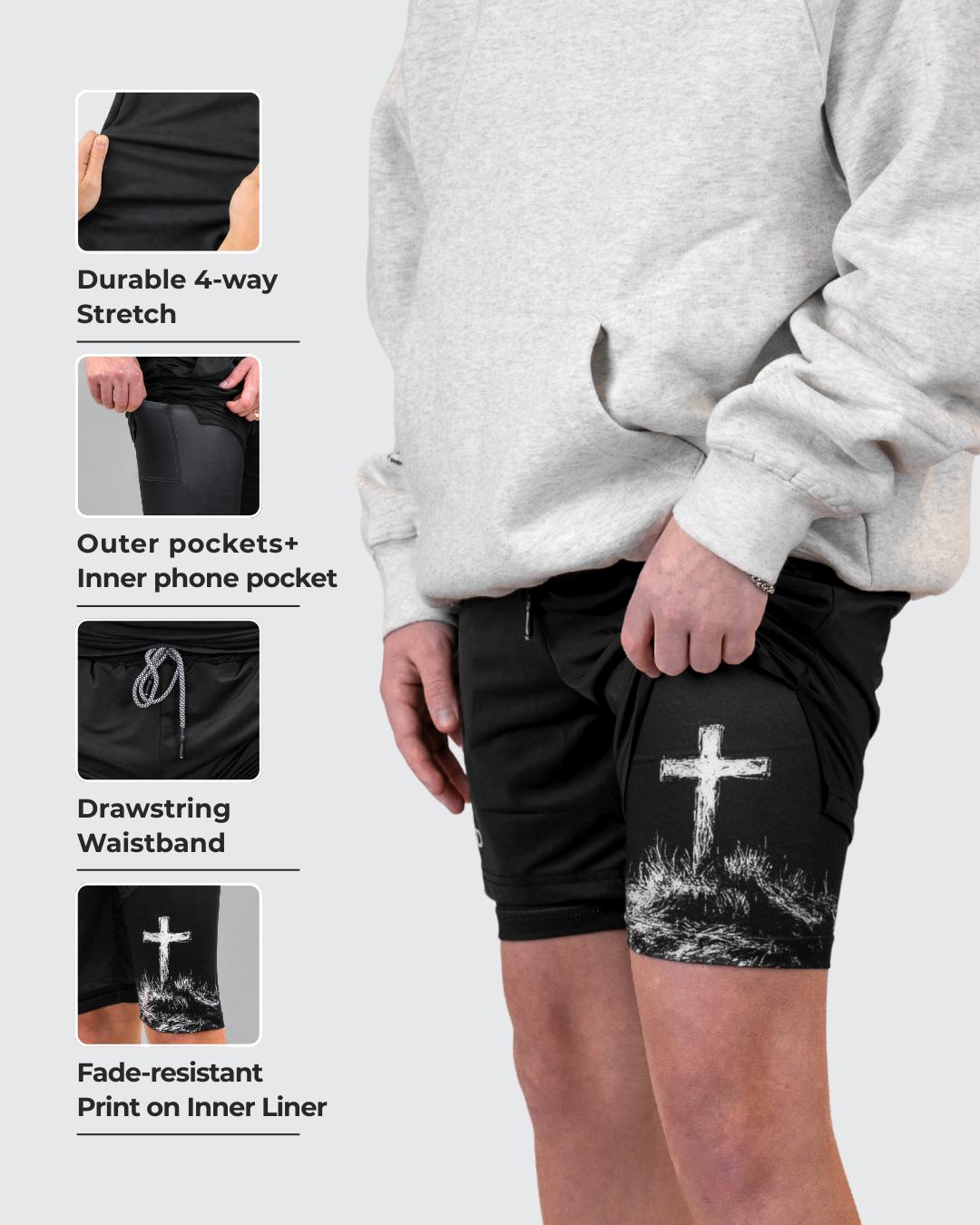 Psalm 56:3 'Cross' Youth Performance Shorts