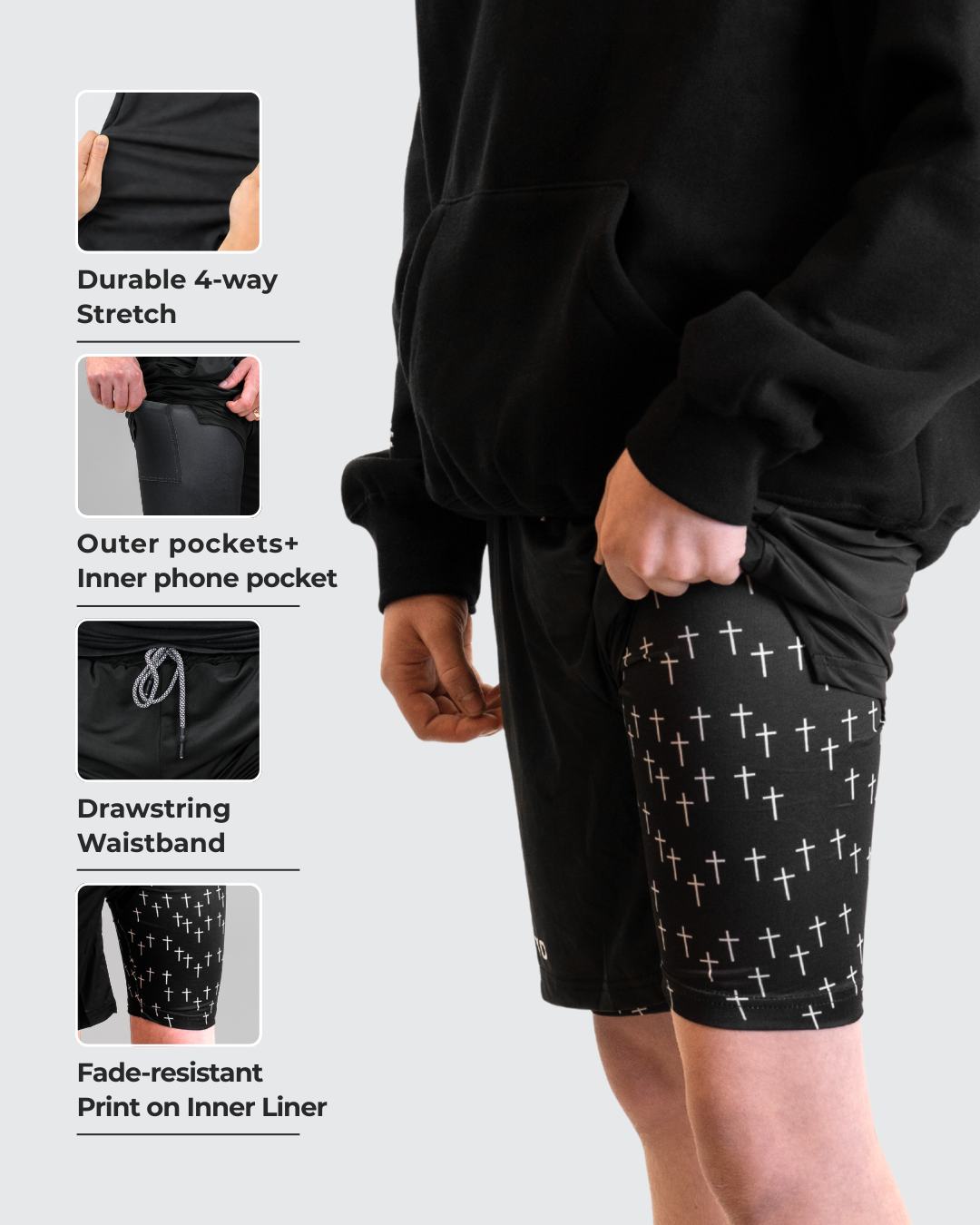 Performance-Shorts für Jugendliche mit Kreuzmuster