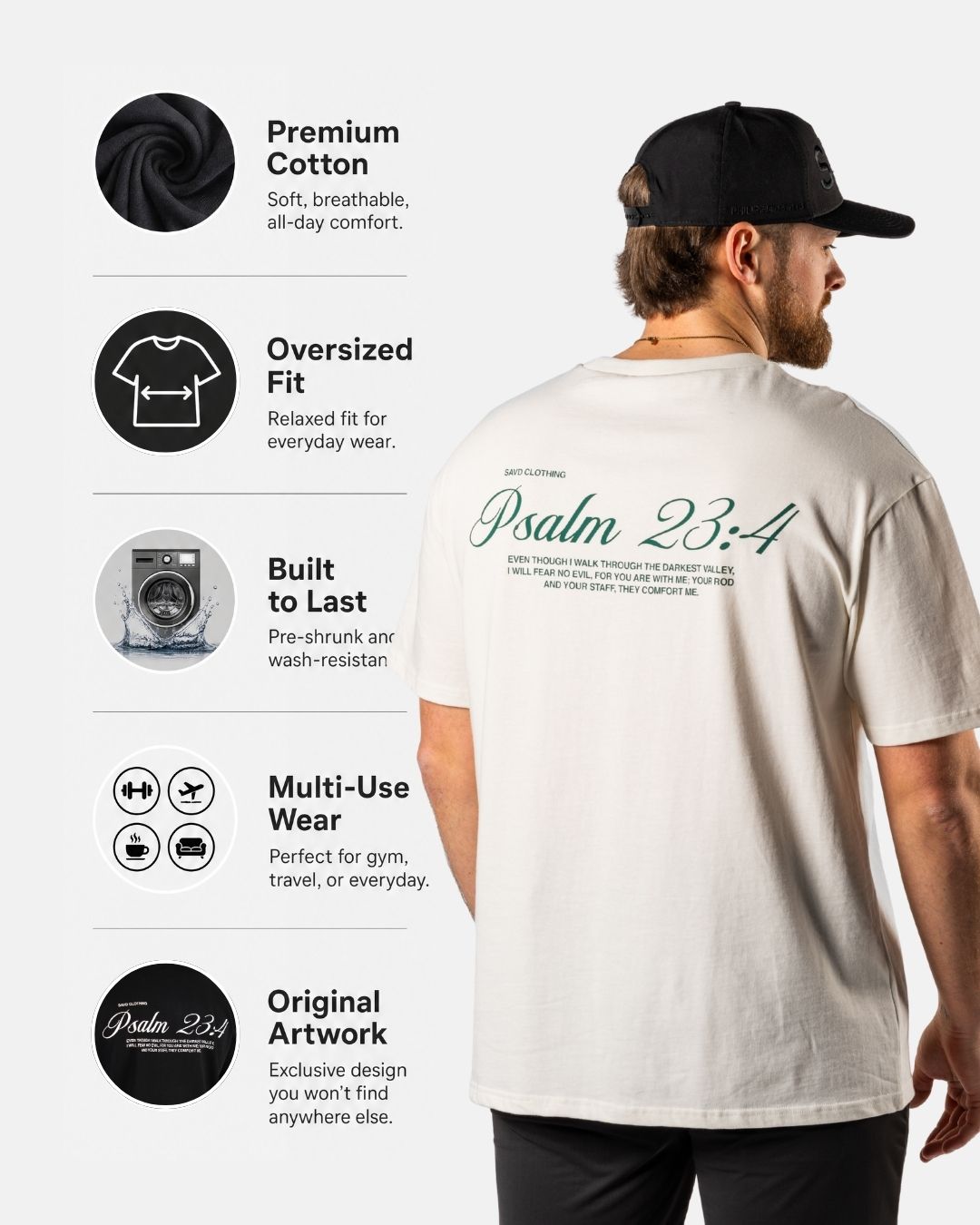 Psalm 23:4 ’Scripture’ Men’s Oversized T-Shirt