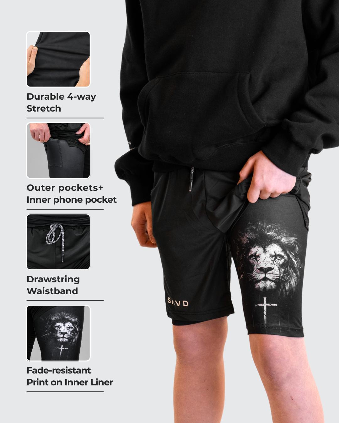 Joshua 1:9 'Lion' Youth Performance Shorts