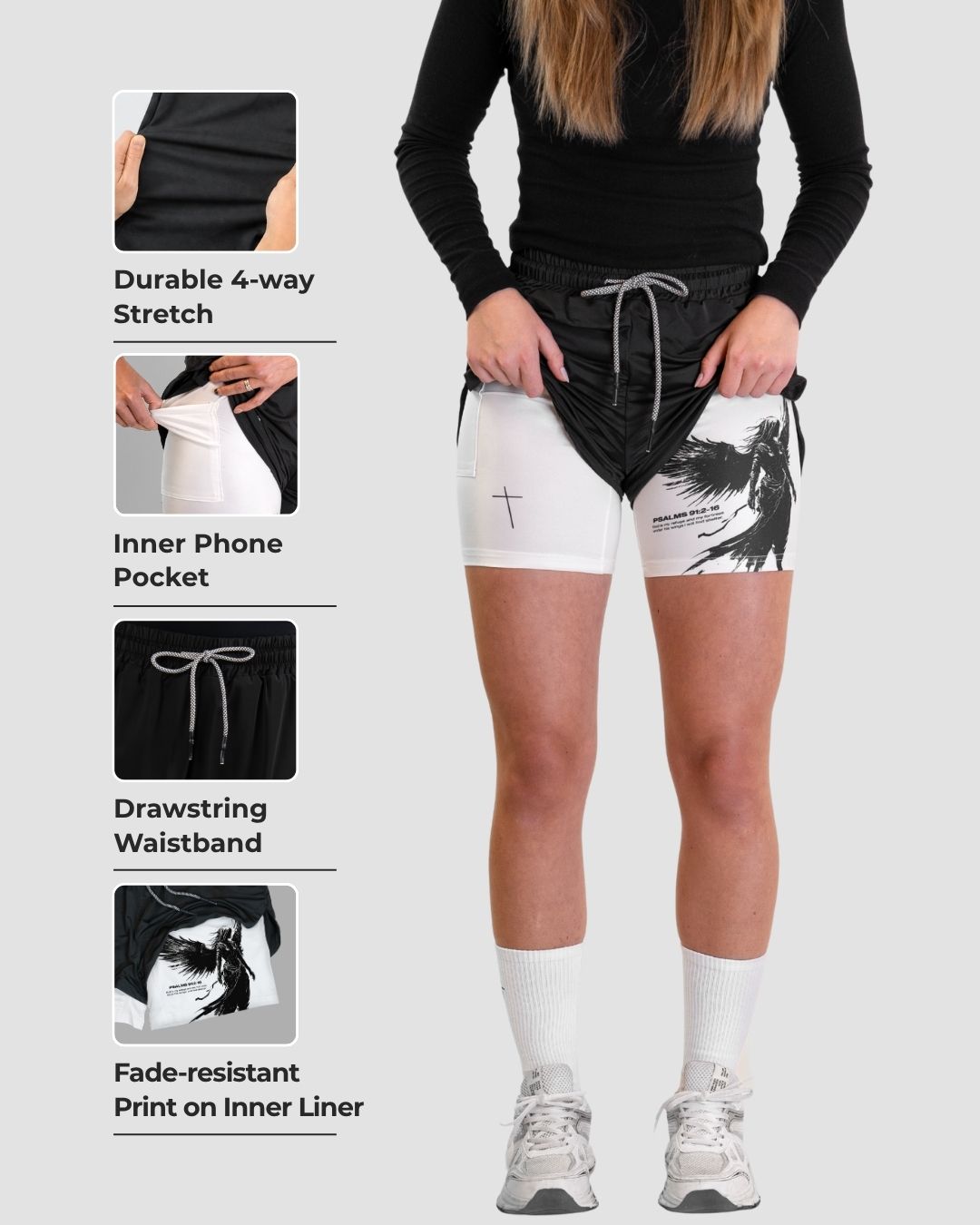 Psalms 91:2 'Divine Strength' Women's Performance Shorts