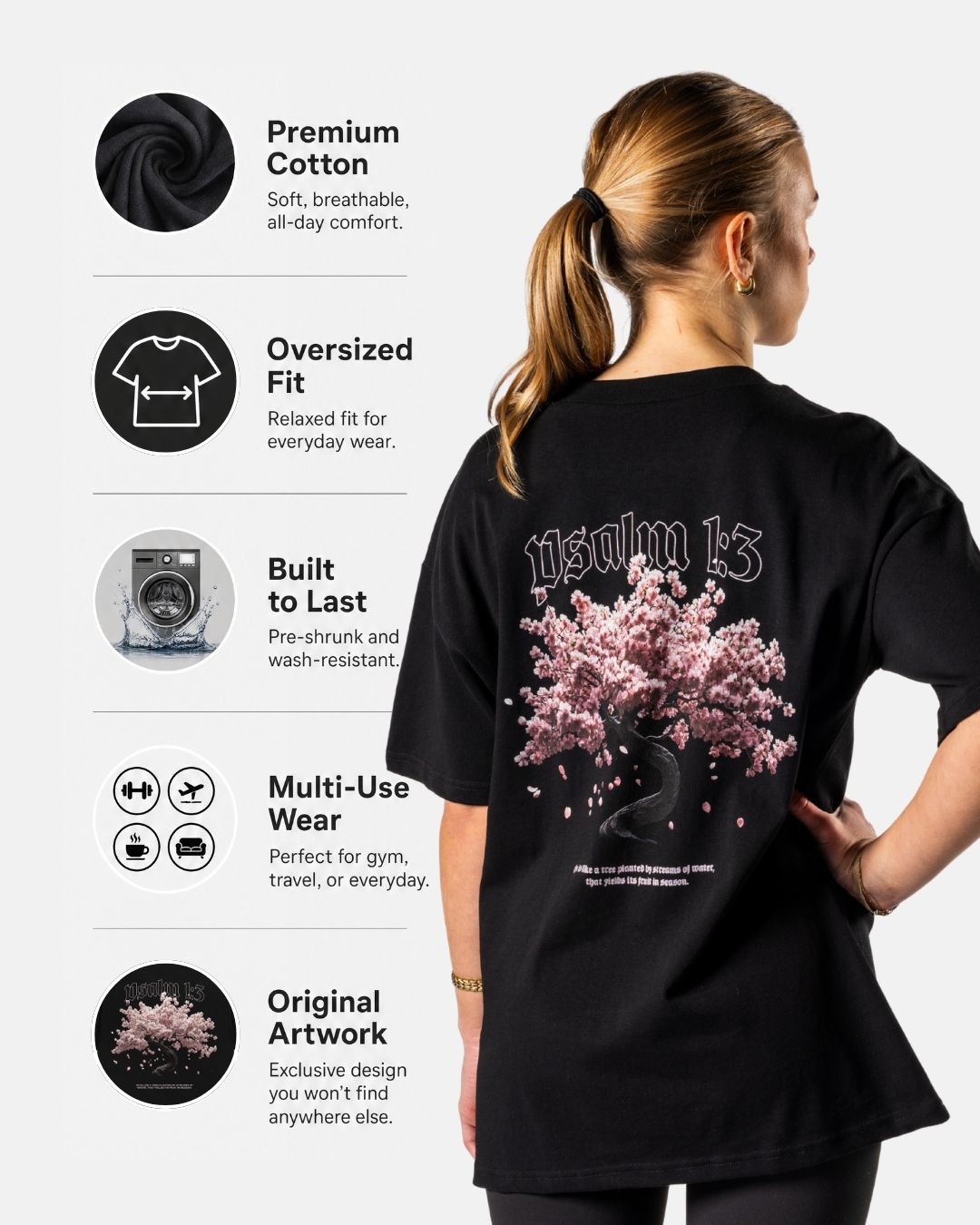 Psalm 1:3 'Planted by water' Women’s Oversized T-Shirt