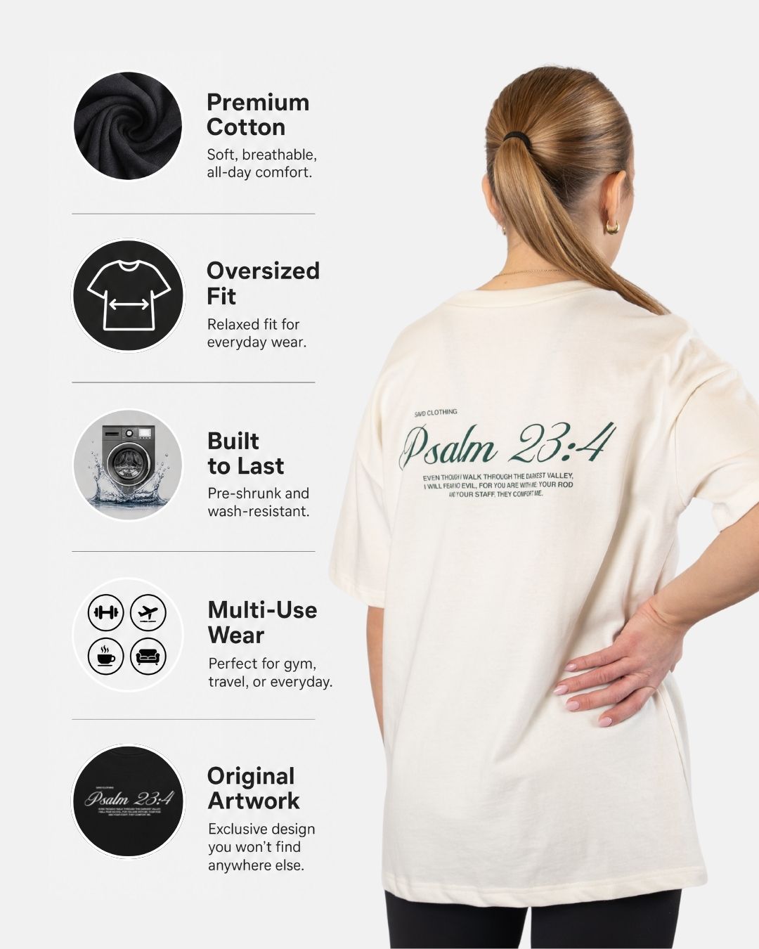Psalm 23:4 ’Scripture’ Women’s Oversized T-Shirt