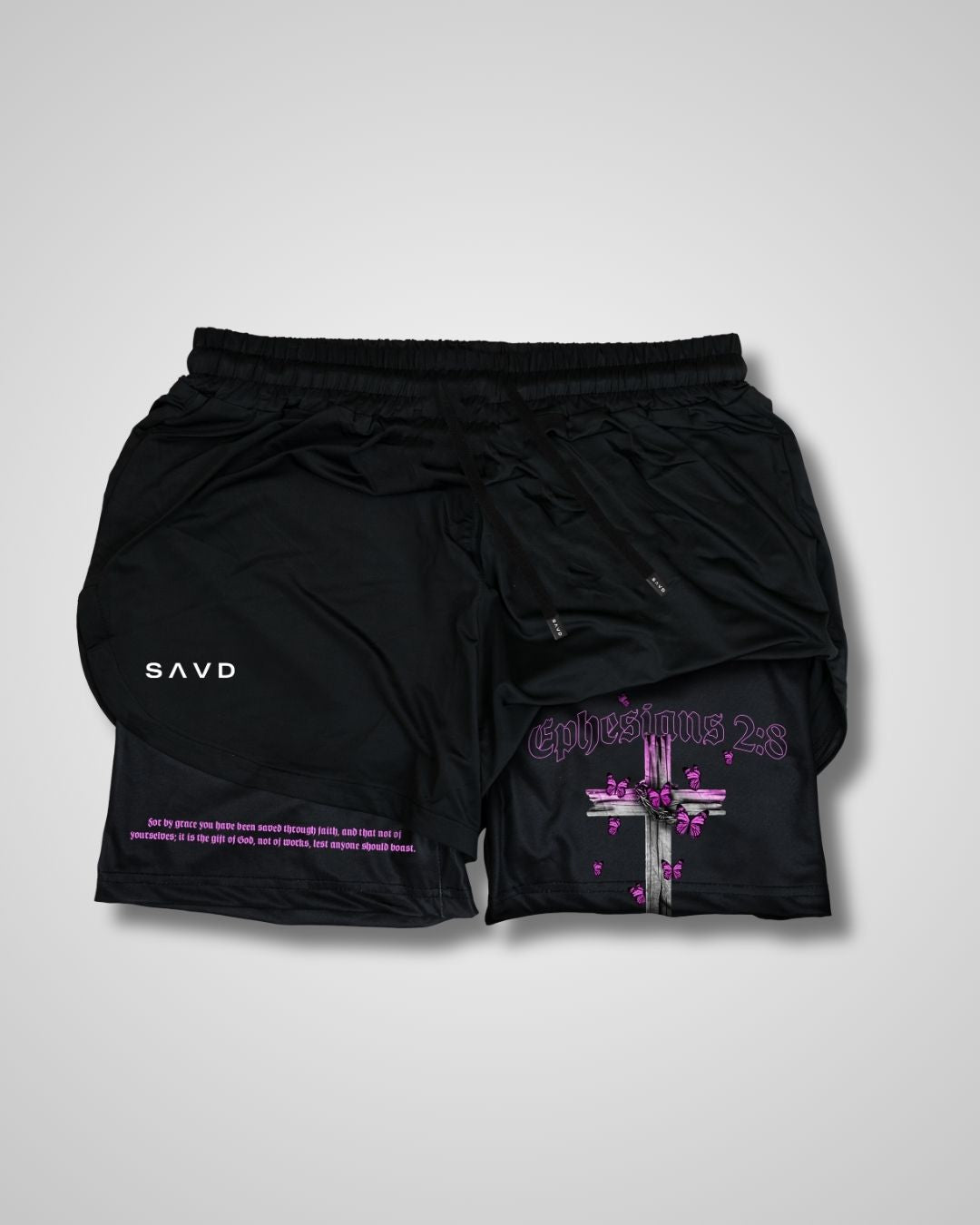 Ephesians 2:8 'Saved through Faith' Women’s Performance Shorts
