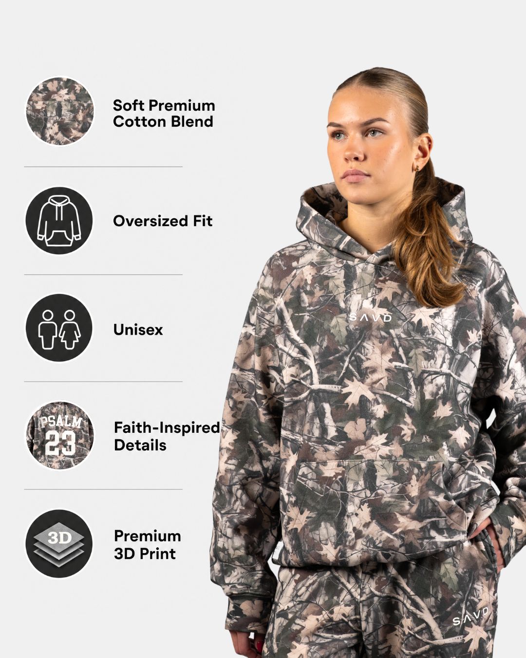Psalm 23 Oversized Camo Hoodie - Oakwood