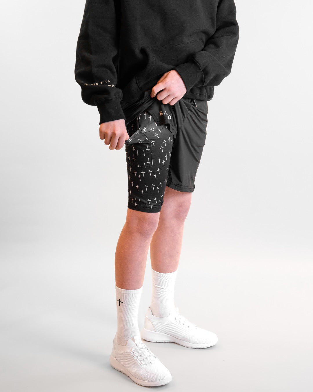 'Cross Pattern' Youth Performance Shorts