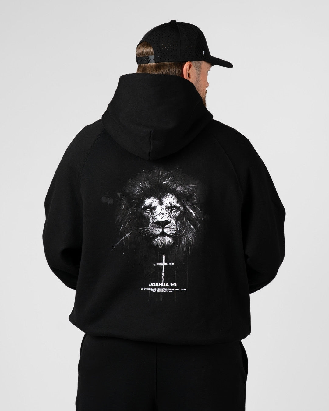 Joshua 1:9 'Lion' Oversized Box Logo Hoodie