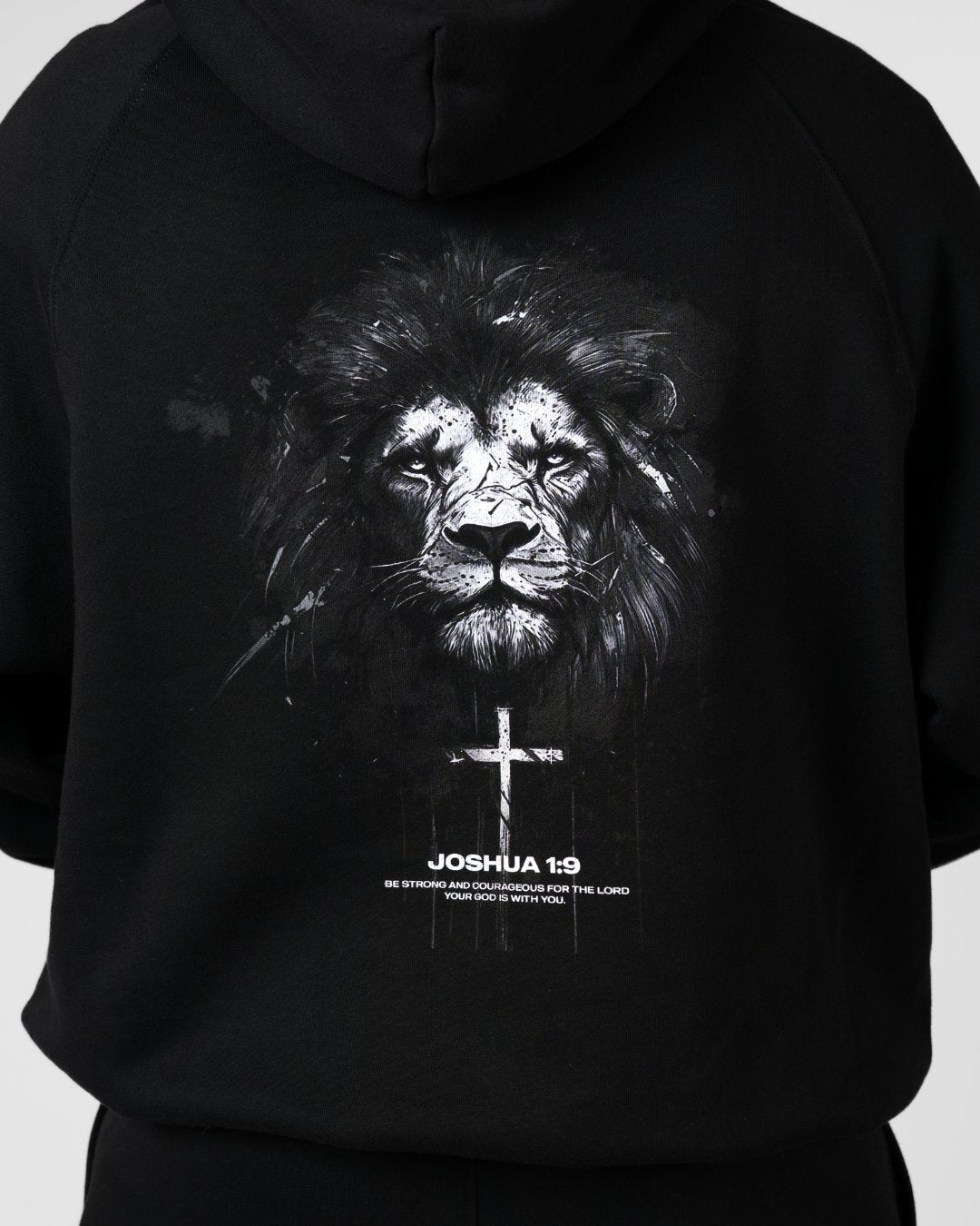 Joshua 1:9 'Lion' Oversized Box Logo Hoodie