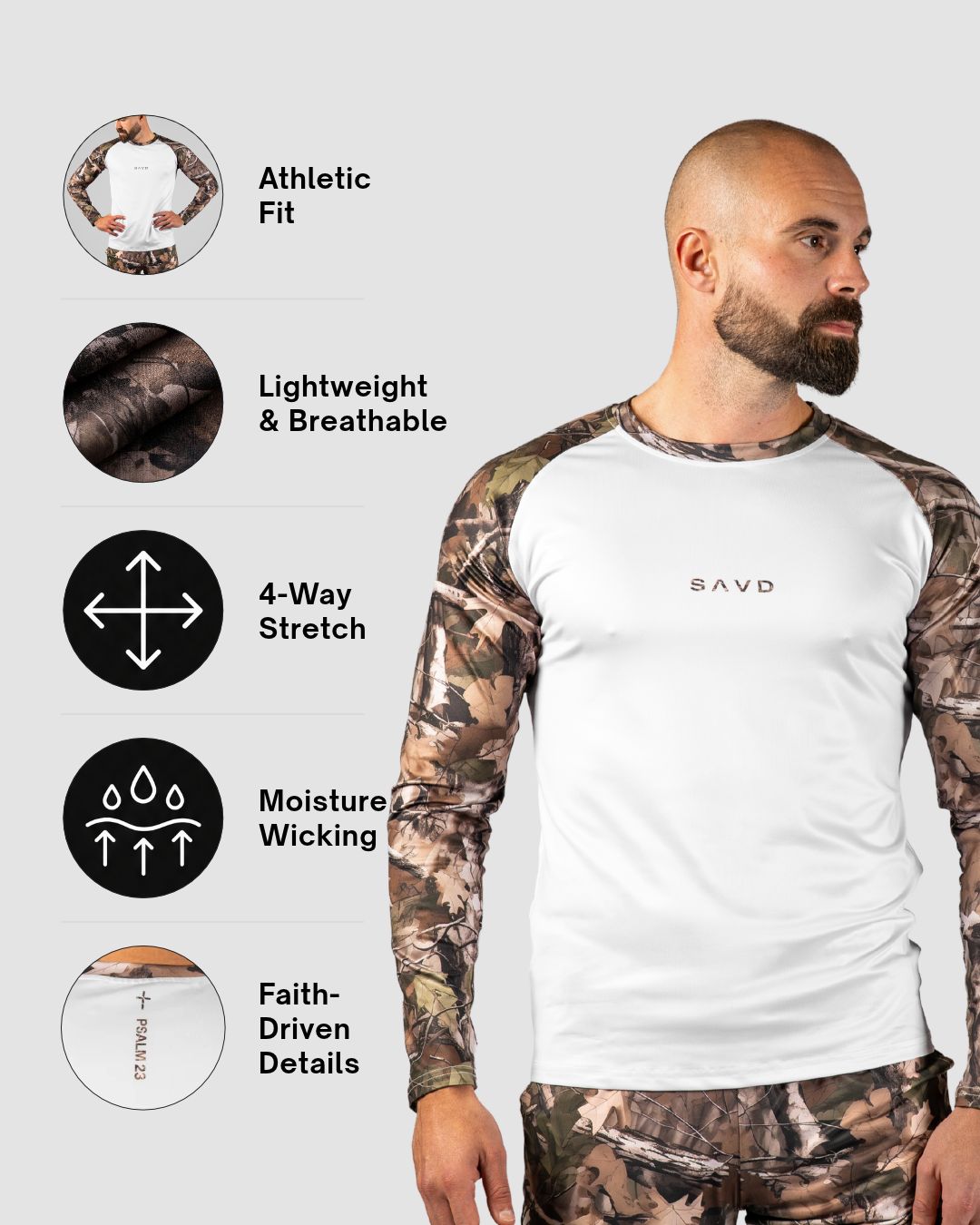 Psalm 23 Men's Camo Long Sleeve - Oakwood