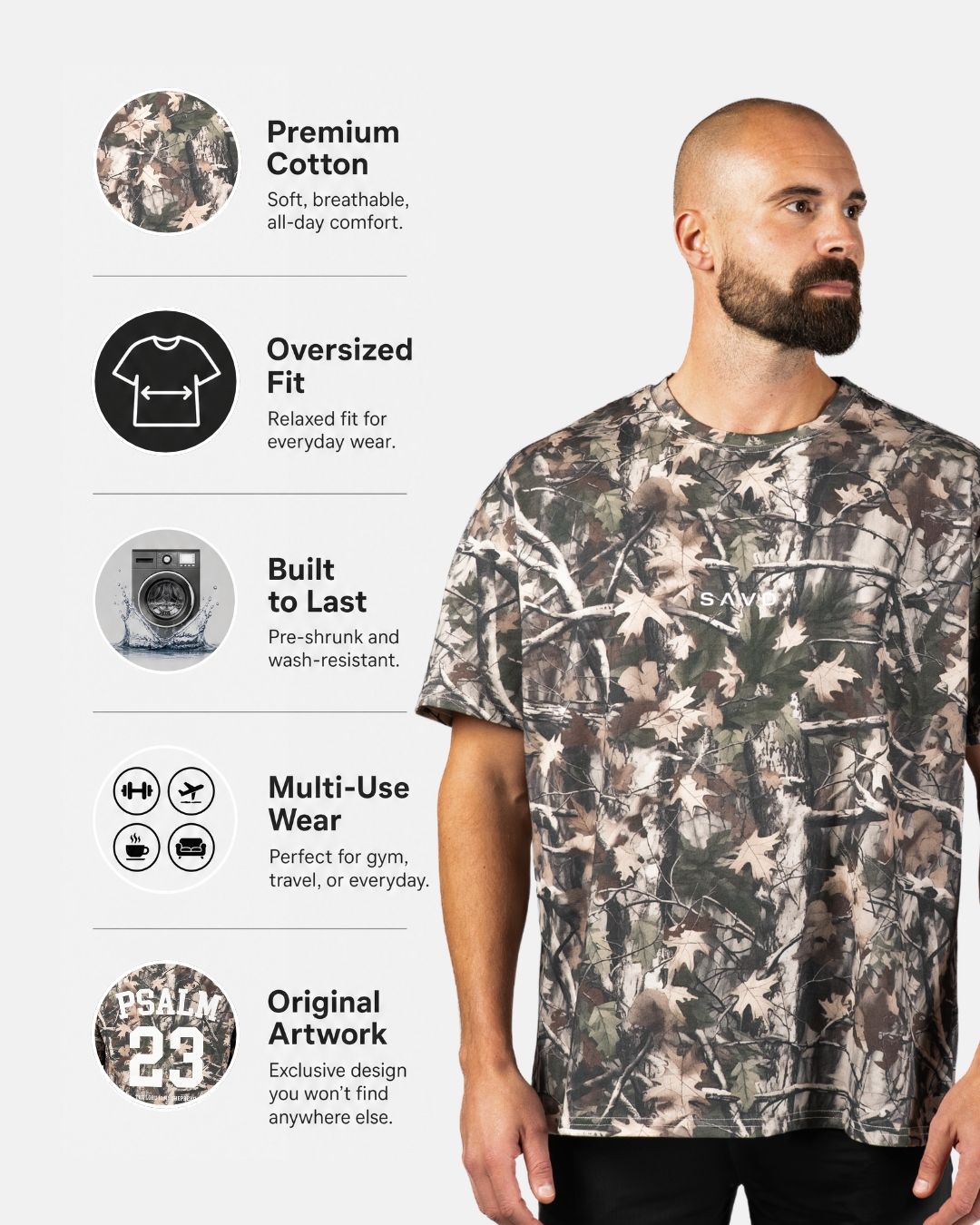 Psalm 23 Men's Oversized Camo T-shirt - Oakwood