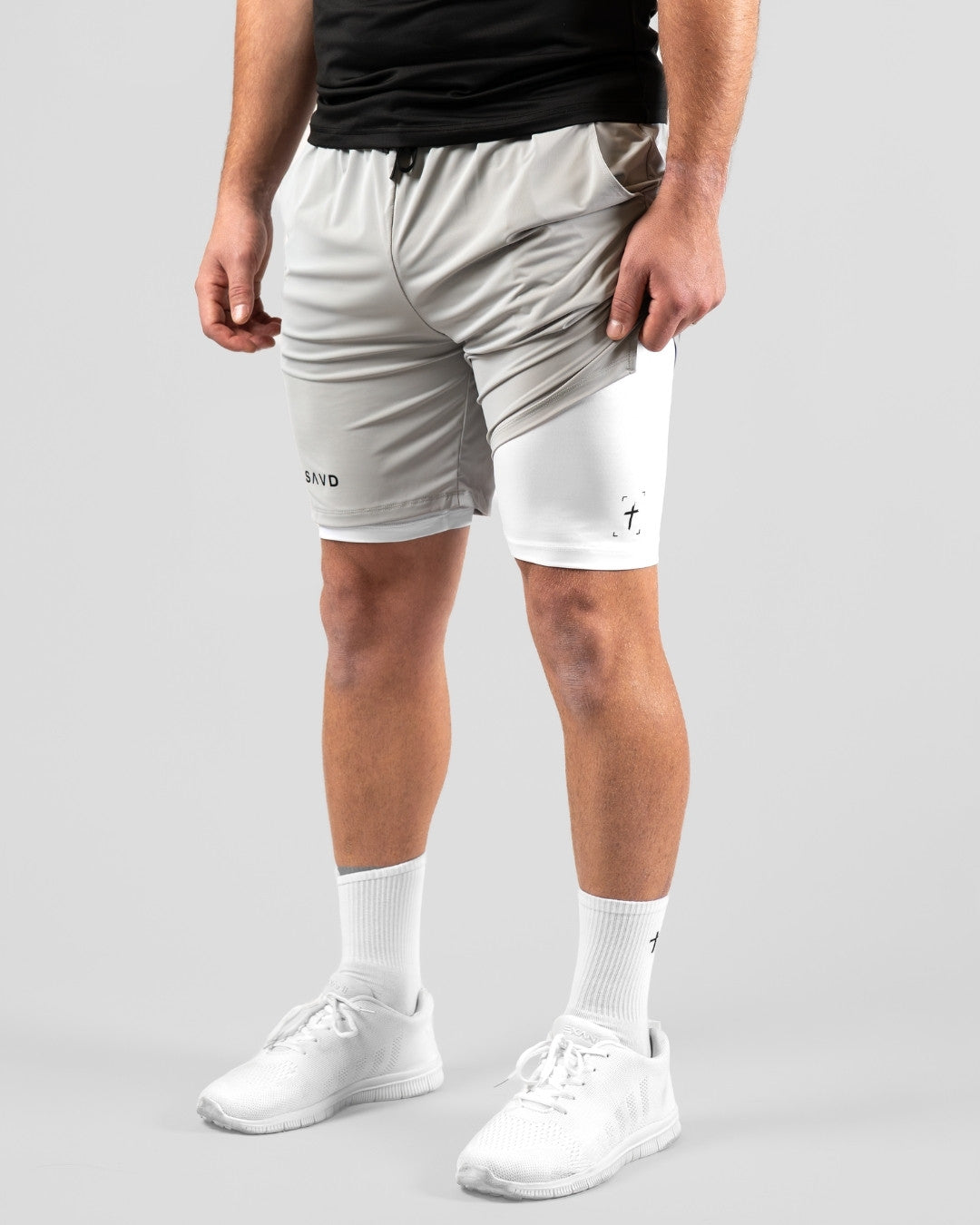 'Minimal Cross' Men's Performance Shorts – Grey