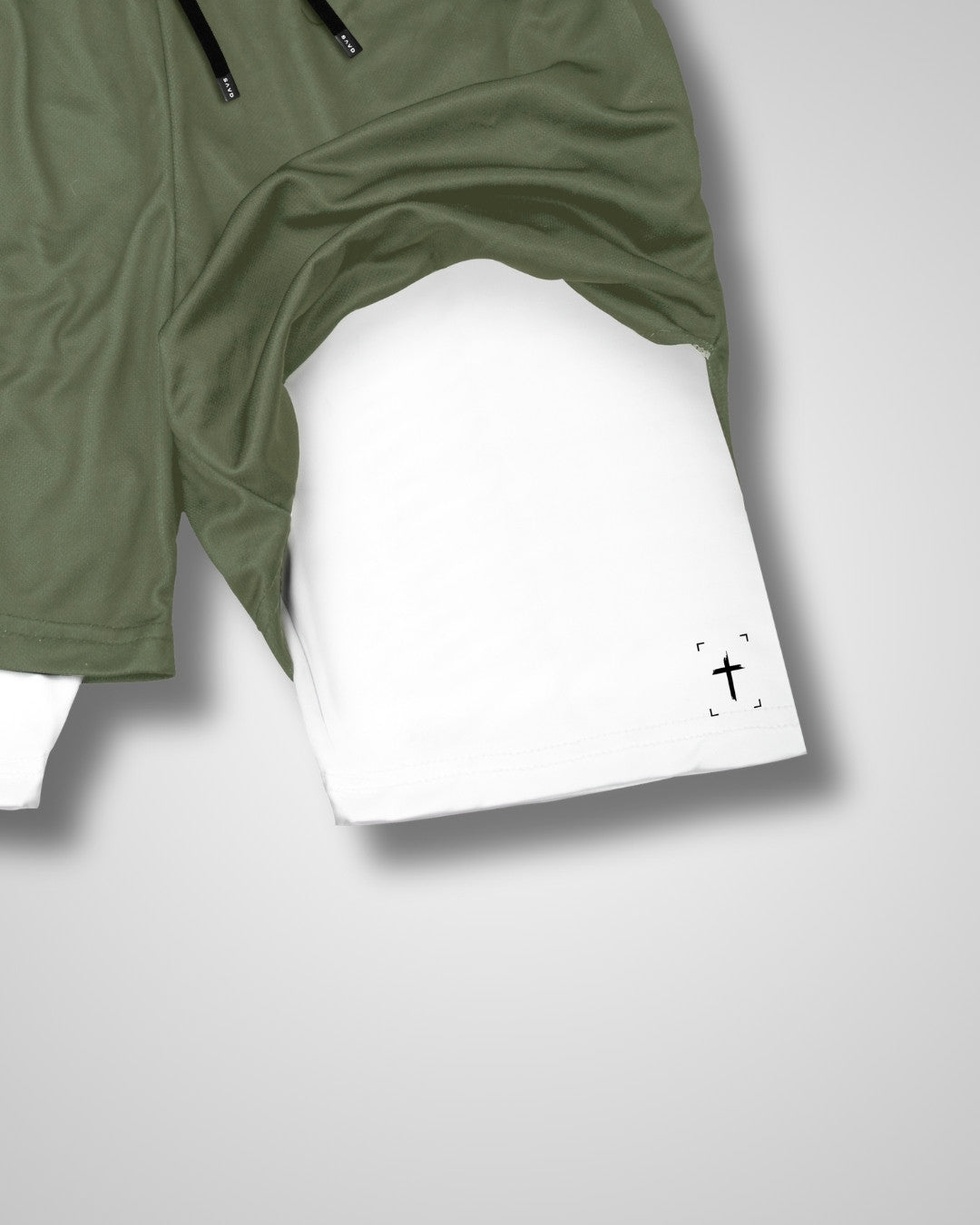 'Minimal Cross' Men's Performance Shorts – Khaki Green