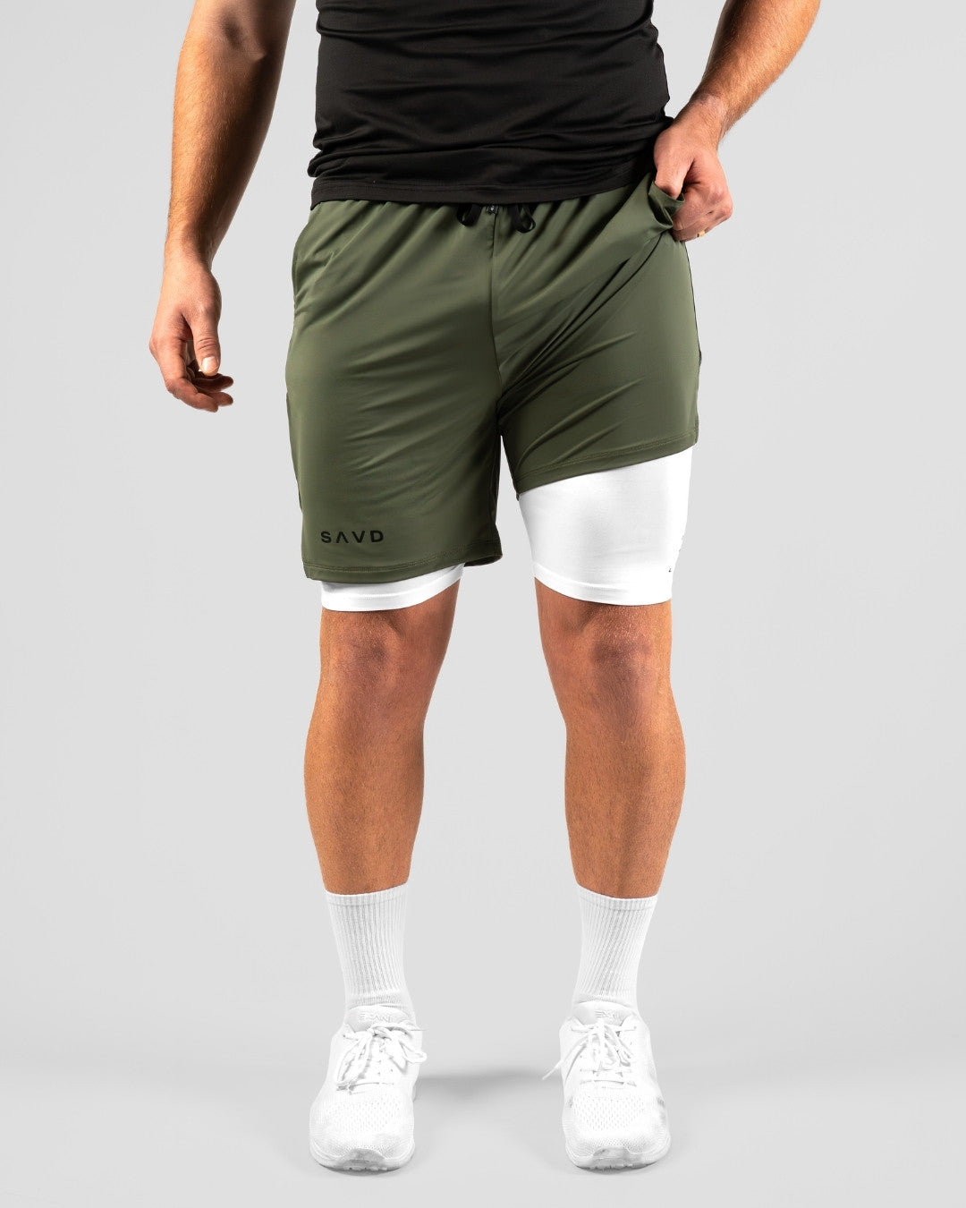 'Minimal Cross' Men's Performance Shorts – Khaki Green