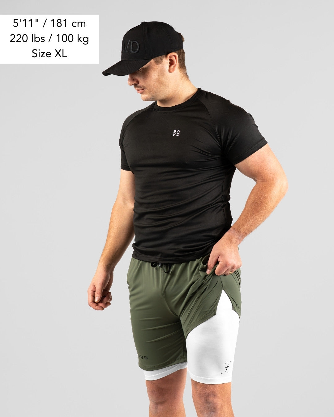 'Minimal Cross' Men's Performance Shorts – Khaki Green